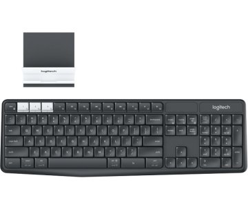 Logitech K375s Multi-Device Wireless Keyboard and Stand Combo tastiera RF senza fili + Bluetooth QWERTY Italiano Grafite, Bianco