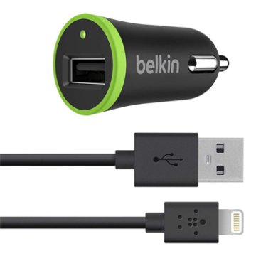 Belkin F8J121BT04-BLK Caricabatterie per dispositivi mobili Telefono cellulare, MP3, Tablet Nero, Verde Accendisigari Auto