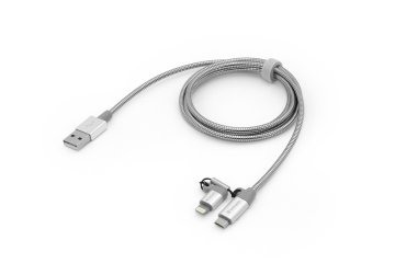 Verbatim 48869 cavo USB 1 m USB A Micro-USB B/Lightning Alluminio, Grigio