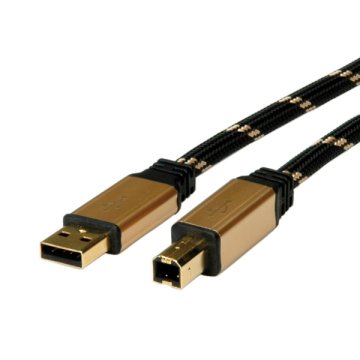 ROLINE 11.02.8803 cavo USB USB 2.0 3 m USB A USB B Nero, Oro