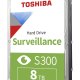 Toshiba S300 Surveillance disco rigido interno 8 TB 7200 Giri/min 256 MB 3.5