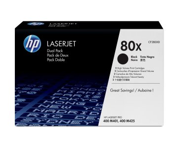 HP Confezione da 2 cartucce originali Toner nero ad alta capacità LaserJet 80X