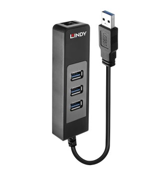 Lindy 43176 hub di interfaccia USB 3.2 Gen 1 (3.1 Gen 1) Type-A 5000 Mbit/s Nero