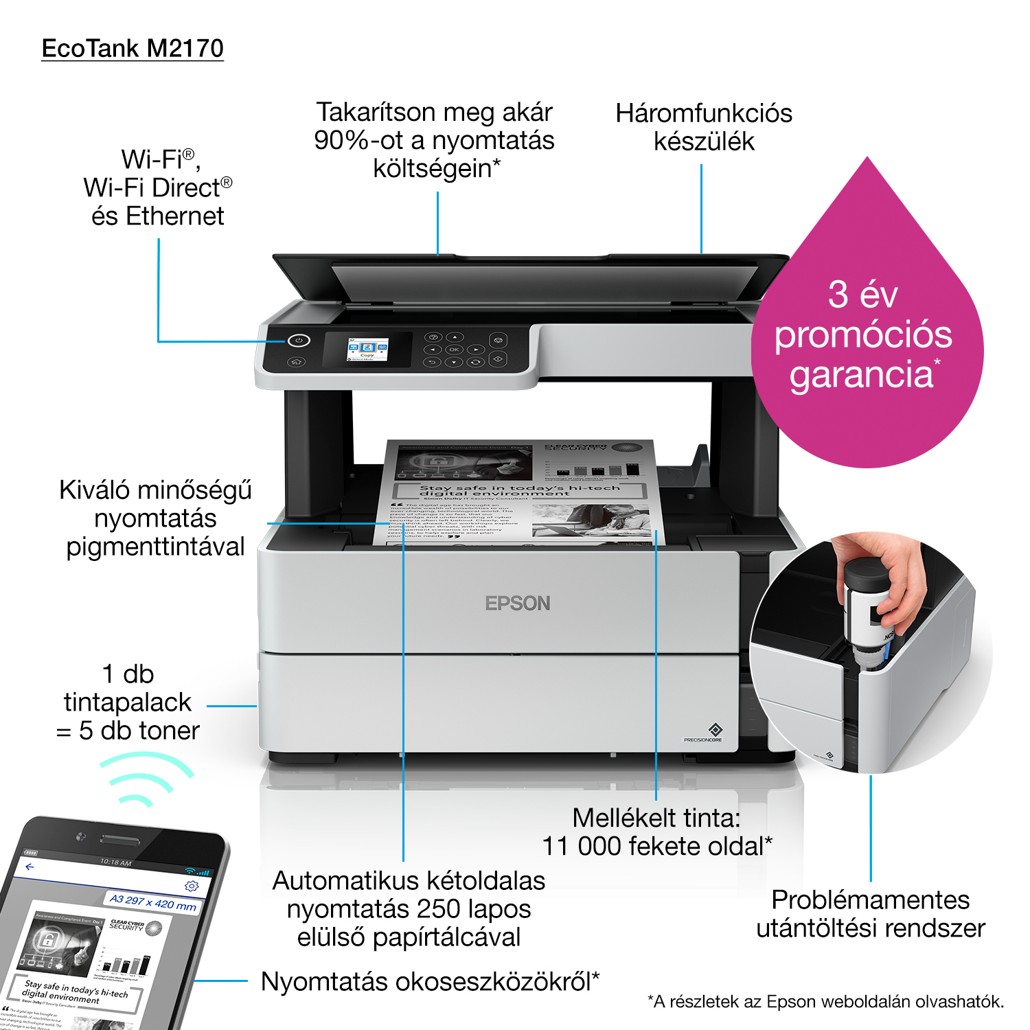 Epson EcoTank ET-M1140, Stampante Bianco/Nero, Solo USB, Solo Stampante,  Stampa fino a 11000 Pagine, Velocità di Stampa 20 ppm, Vassoio 250 Fogli,  Risparmio Energetico, Flaconi Inchiostro Inclusi : : Informatica