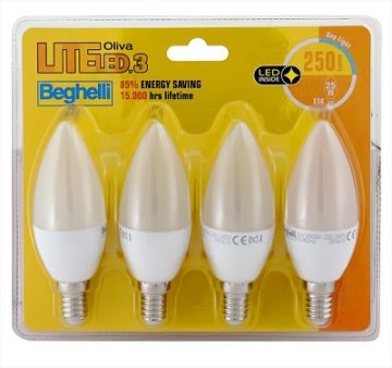 Beghelli 56943BL Lampadina a risparmio energetico Luce diurna 3000 K 3,5 W E14