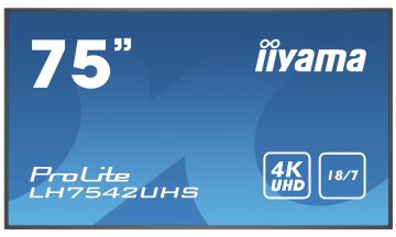iiyama LH7542UHS-B1 visualizzatore di messaggi Pannello piatto per segnaletica digitale 189,2 cm (74.5") LED 500 cd/m² 4K Ultra HD Nero Processore integrato Android 8.0