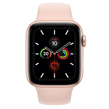 Apple Watch Series 5 GPS, 44mm in alluminio oro con cinturino Sport Rosa sabbia