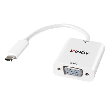 Lindy 43242 cavo e adattatore video 0,17 m VGA (D-Sub) USB tipo-C Bianco