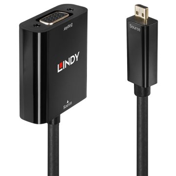 Lindy 38293 cavo e adattatore video 0,1 m HDMI tipo D (Micro) VGA (D-Sub) Nero