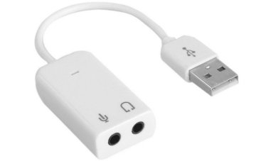 Empire Media USB-135 USB Type-A 3.5mm Stereo Jack Output, 3.5mm Mic Jack Input Bianco