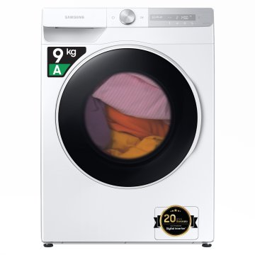 Samsung WW90T734DWH/S3 lavatrice a caricamento frontale Ultrawash 9 kg Classe A 1400 giri/min, Porta nero/bianca + Display argento