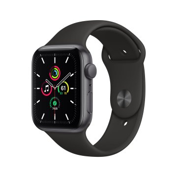 Apple Watch SE GPS, 44mm in alluminio grigio siderale con cinturino Sport Nero