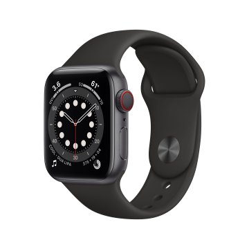 Apple Watch Serie 6 GPS + Cellular, 40mm in alluminio grigio siderale con cinturino Sport Nero