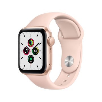 Apple Watch SE GPS, 40mm in alluminio oro con cinturino Sport Rosa sabbia