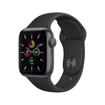 Apple Watch SE GPS, 40mm in alluminio grigio siderale con cinturino Sport Nero