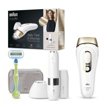 Braun Silk-expert Pro Silk expert Pro 5 PL5129, Epilatore Luce Pulsata IPL, Sistema di Epilazione Permanente dei Peli Visibili per Donna, Bianco/Oro