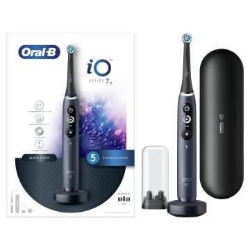 Oral-B iO 7n Spazzolino Elettrico Ricaricabile Nero Esclusivo Con Tecnologia Magnetica Rivoluzionaria, Display In Bianco E Nero, 1 Testina, 1 Custodia Da Viaggio Premium, Designed By Braun