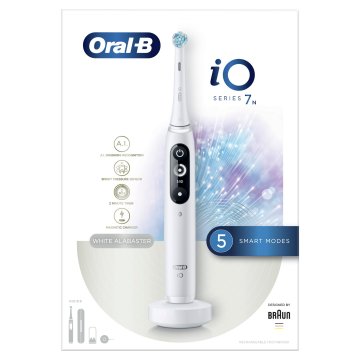 Oral-B iO - 7n - Spazzolino Elettrico Ricaricabile Bianco Con Tecnologia Magnetica Rivoluzionaria + Custodia da Viaggio Premium