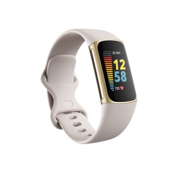 Fitbit Charge 5 AMOLED Braccialetto per rilevamento di attività Oro, Bianco