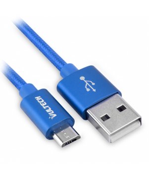 Vultech SM-N31BL cavo USB 1 m USB 2.0 USB A Micro-USB B Blu, Argento