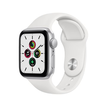 Apple Watch SE GPS, 40mm in alluminio argento con cinturino Sport Bianco