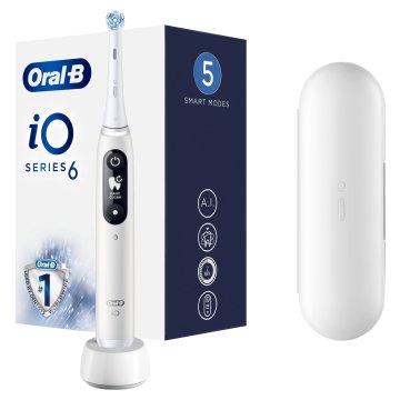 Oral-B iO - 6 - Spazzolino Elettrico Ricaricabile Bianco con Custodia da Viaggio