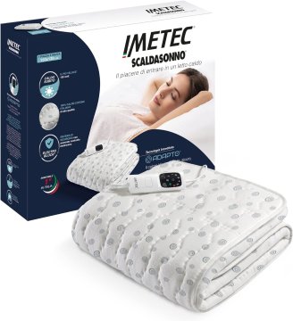 Imetec Scaldasonno Adapto piazza e mezza 150 x 120 cm, Basso consumo, Tecnologia brevettata, Riscaldamento rapido, Temperatura personalizzata, 100 % cotone, Made in italy, Comando con 6 temperature