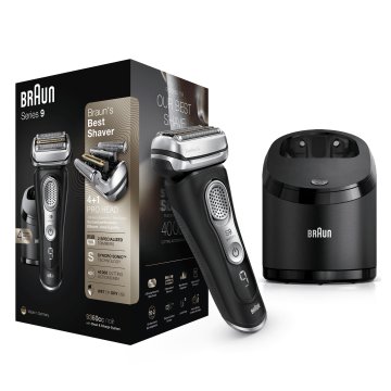 Braun Series 9 9360cc Rasoio Barba Elettrico Di Ultima Generazione, Stazione Di Pulizia Clean&Charge, Custodia In Tessuto, Nero