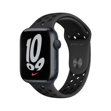 Apple Watch Nike Series 7 GPS, 45mm Cassa in Alluminio Mezzanotte con Cinturino Sport Antracite/Nero