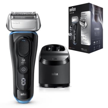 Braun Series 8 8365cc Rasoio Barba Elettrico Di Ultima Generazione, Stazione Di Pulizia Clean&Charge, Custodia In Tessuto, Nero