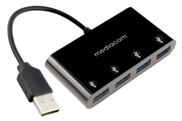 Mediacom MD-U101 hub di interfaccia USB 3.2 Gen 1 (3.1 Gen 1) Type-A Nero