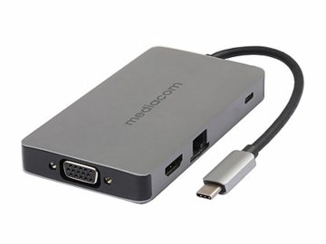 Mediacom MD-C318 replicatore di porte e docking station per laptop Cablato USB 3.2 Gen 1 (3.1 Gen 1) Type-C Alluminio