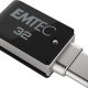 Emtec T260C unità flash USB 32 GB USB Type-A / USB Type-C 3.2 Gen 1 (3.1 Gen 1) Nero, Stainless steel 3