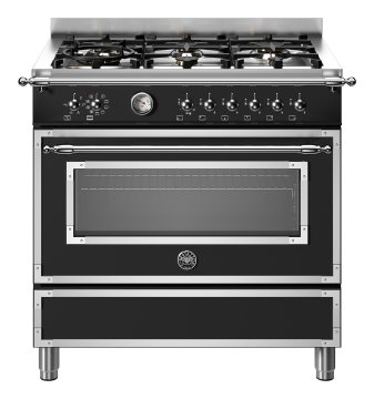 Bertazzoni HER96L1ENET cucina Elettrico Gas Nero, Acciaio inox A