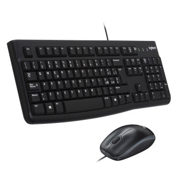 Logitech MK120 Combo Tastiera e Mouse con Filo per Windows, Mouse Ottico Cablato, Tastiera di Dimensioni Standard, USB Plug-and-Play, Compatibile con PC, Laptop