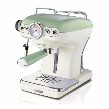 Ariete 1389 Macchina da Caffè Espresso di Design - per Polvere e cialde ESE - filtro 1 e 2 tazze - Montalatte - 850 Watt - Linea Vintage - Verde