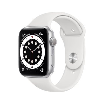 Apple Watch Serie 6 GPS, 44mm in alluminio argento con cinturino Sport Bianco