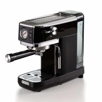 Ariete 1381 Macchina da caffè con manometro, compatibile con caffè in polvere e cialde ESE, 1300 W, Capacità 1,1 L, 15 bar di pressione, Filtro ½ tazze, Dispositivo Cappuccino, Nero