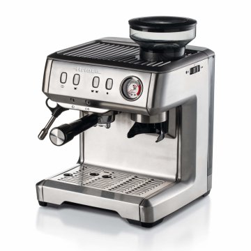 Ariete Metal line 1313 - Macchina da Caffè con Macinacaffè in Acciaio Inox - per Polvere e Cialde ESE - 1 e 2 tazze - Montalatte - 15 bar - 1600 Watt - 2 Litri