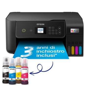 Epson EcoTank ET-2820 stampante multifunzione inkjet 3-in-1 A4, serbatoi ricaricabili alta capacità, 4 flaconi inclusi pari a 3600pag B/N 6500pag colore, Wi-FI Direct, USB