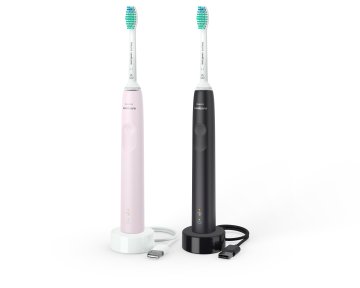 Philips 3100 series Sonicare Spazzolini Elettrici Sonici, confezione da 1 Spazzolino Rosa e 1 Spazzolino Nero HX3675/15