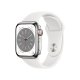 Apple Watch Series 8 GPS + Cellular 41mm Cassa in Acciaio Inossidabile color Argento con Cinturino Sport Band Bianco - Regular 2
