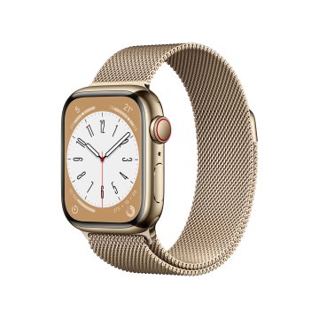 Apple Watch Series 8 GPS + Cellular 41mm Cassa in Acciaio Inossidabile color Oro with con Cinturino Loop Milanese