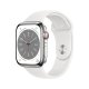Apple Watch Series 8 GPS + Cellular 45mm Cassa in Acciaio Inossidabile color Argento con Cinturino Sport Band Bianco - Regular 2