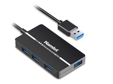 Hamlet XHUB-04U3P hub di interfaccia USB 3.2 Gen 1 (3.1 Gen 1) Type-A 5000 Mbit/s Nero