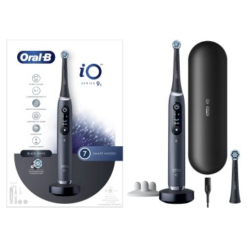 Oral-B iO Spazzolino Elettrico Ricaricabile 9S Nero, 2 Testine, 1 Custodia Da Viaggio Ricaricabile