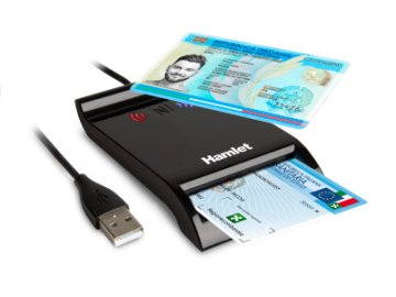 Hamlet HUSCR-NFC Lettore 2 in 1 combinato NFC per Carta identità Elettronica CIE 3.0 e Lettore Smart Card