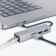 Ekon Hub in alluminio con 3 porte USB 3.0, cavo USB-C e porta Ethernet RJ45 3