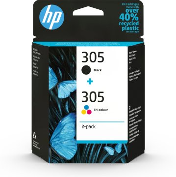 HP 305 2-Pack Tri-color/Nero Original Ink Cartridge cartuccia d'inchiostro 2 pz Originale Resa standard Nero, Ciano, Magenta, Giallo