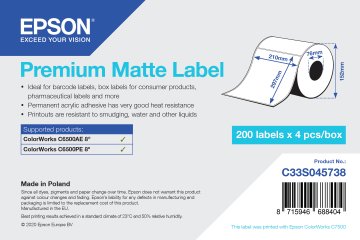 Epson Premium Matte Label - Die Cut Roll: 210mm x 297mm, 200 labels